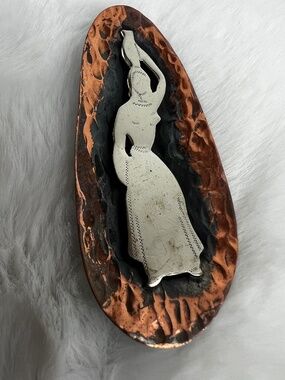 Vinage MCM Hammered Silver and Copper Brooch